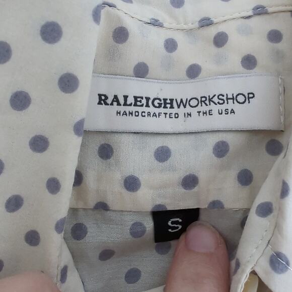 Raleigh Denim Workshop Women's Top Cream Gray Polka Dot Small Button Down USA - Picture 5 of 7